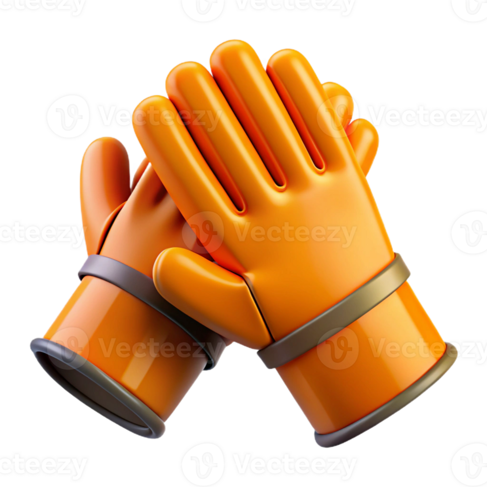 3D Render Orange Gloves Teamwork Illustration png