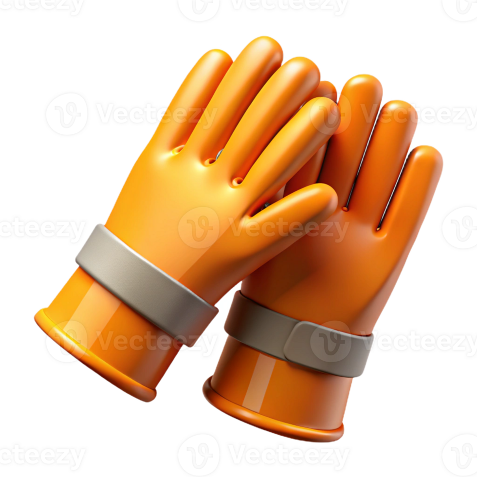 Orange 3D Gloves Illustration png