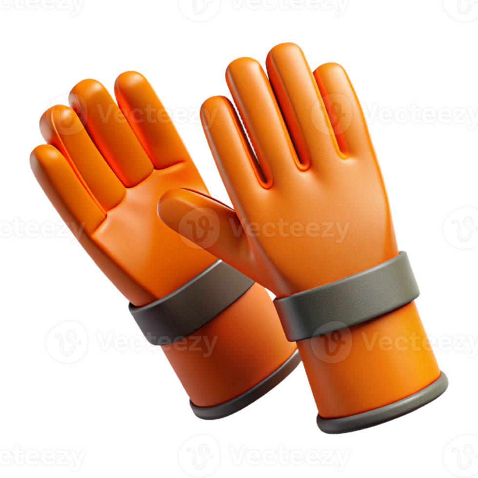 3D Render Orange Gloves Illustration png
