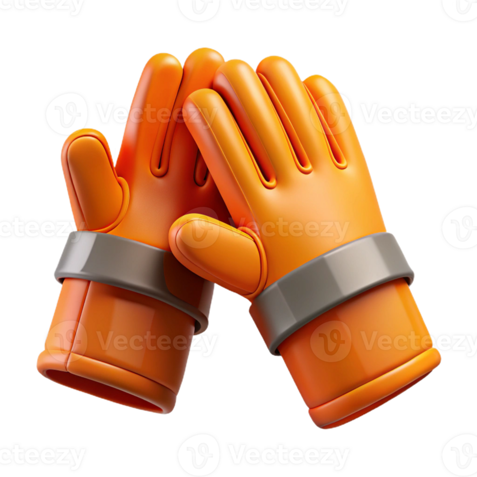 3D Render Orange Gloves Teamwork Illustration png