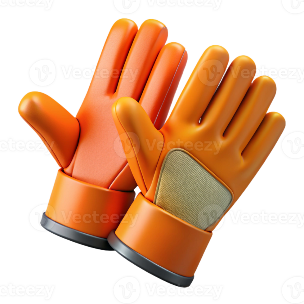 3D Render Orange Gloves High Five png