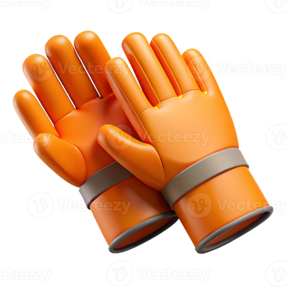 3D Render Orange Gloves Illustration png