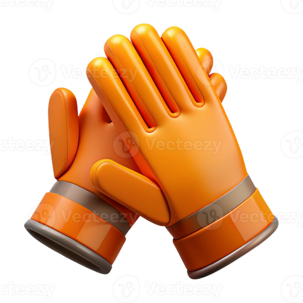 3D Render Orange Gloves Icon png