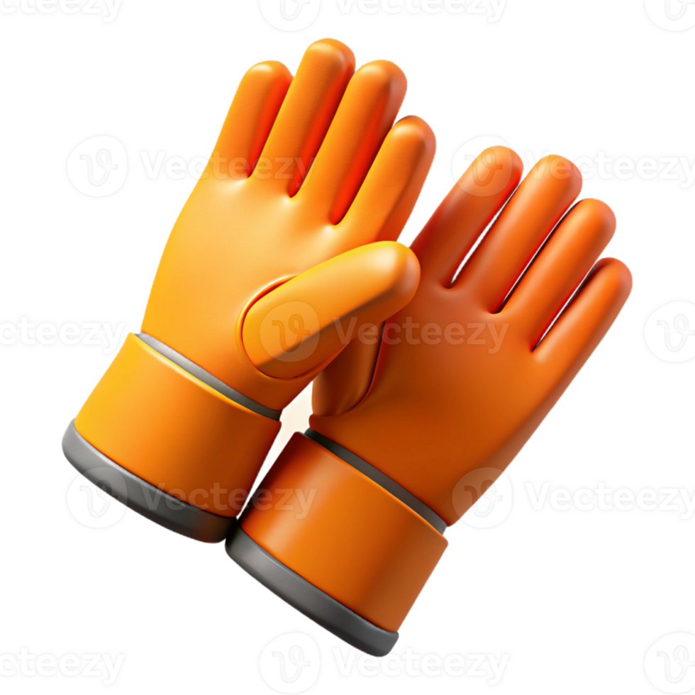 3D Render Orange Gloves High Five png