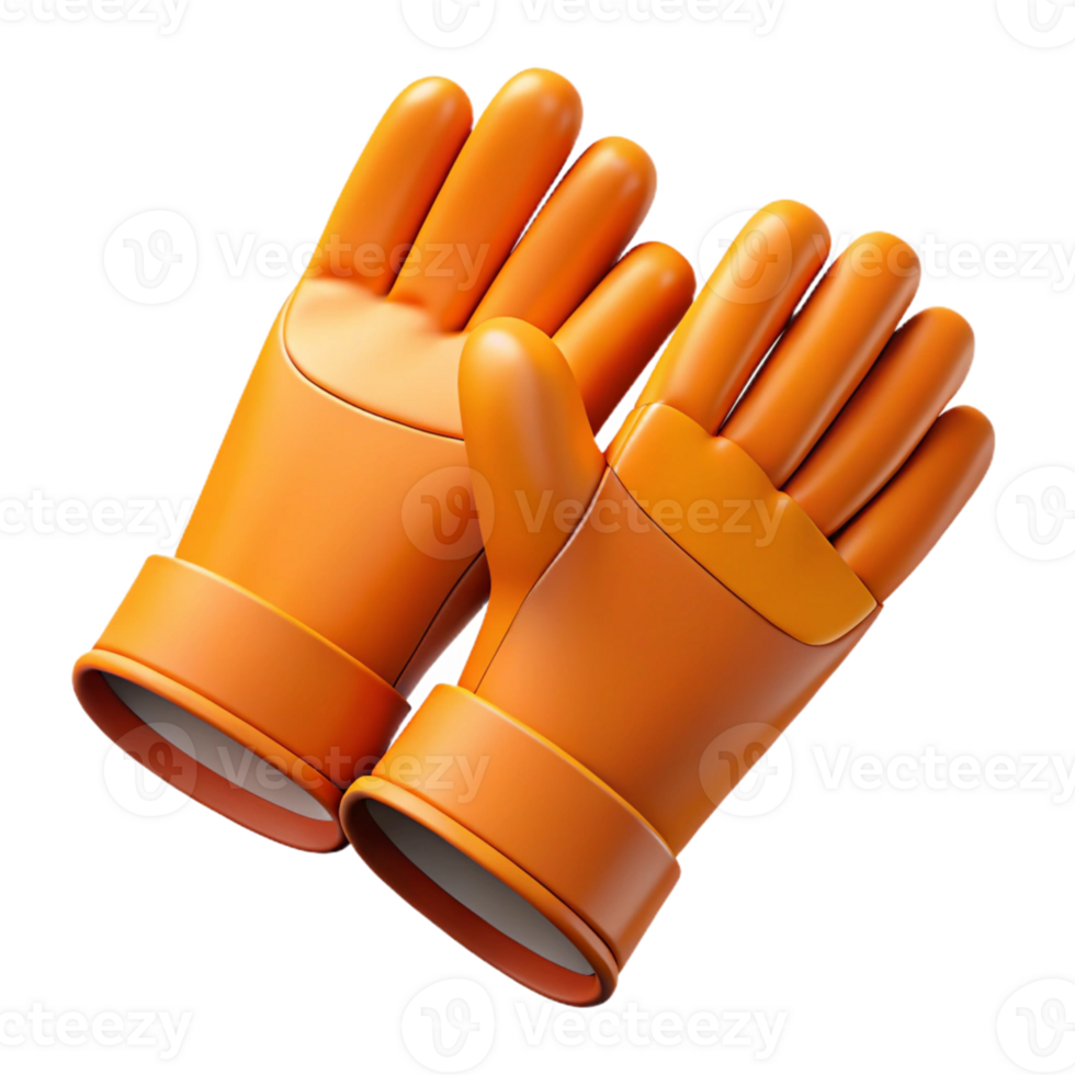 Orange 3D Gloves Illustration png