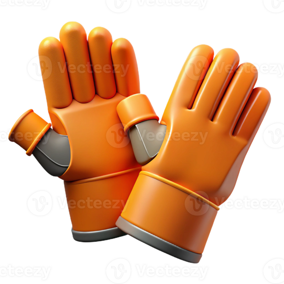 3D Render Orange Gloves Illustration png