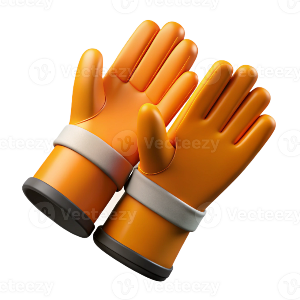 Orange 3D Gloves Illustration png