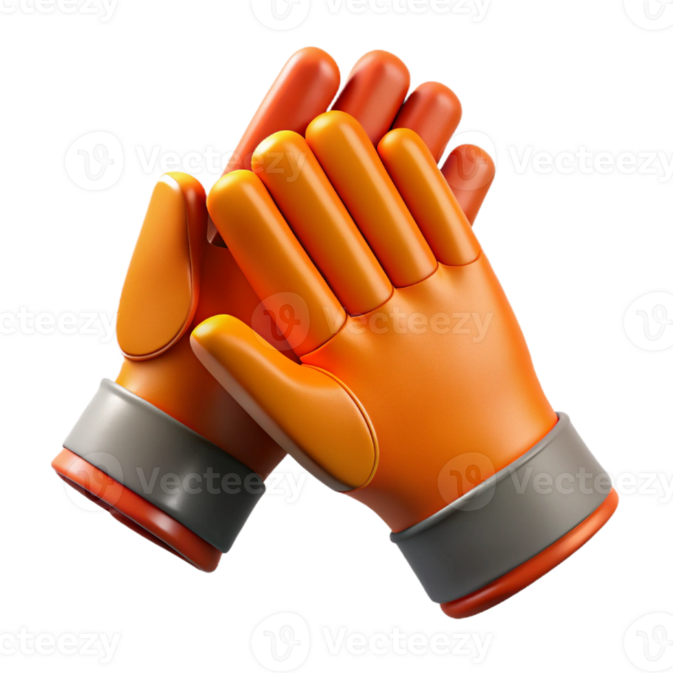 3D Render Orange Goalkeeper Gloves png