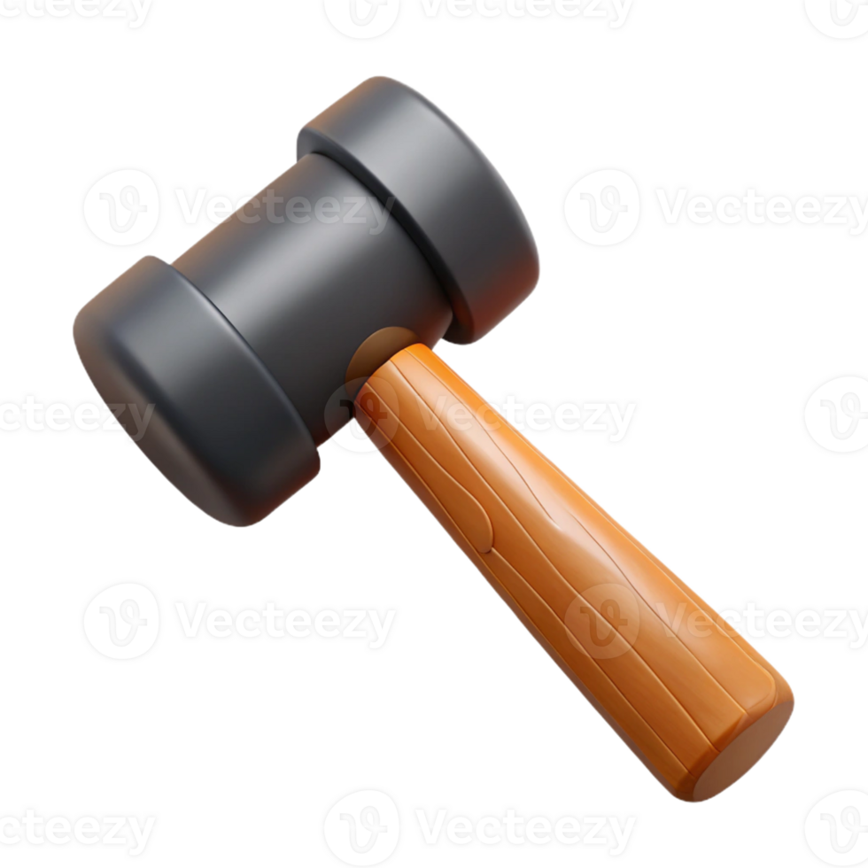 3D Render of a Wooden-Handled Mallet png