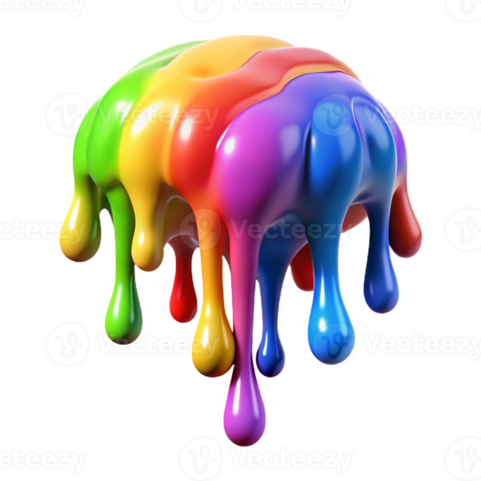 Rainbow Paint Dripping 3D Illustration png