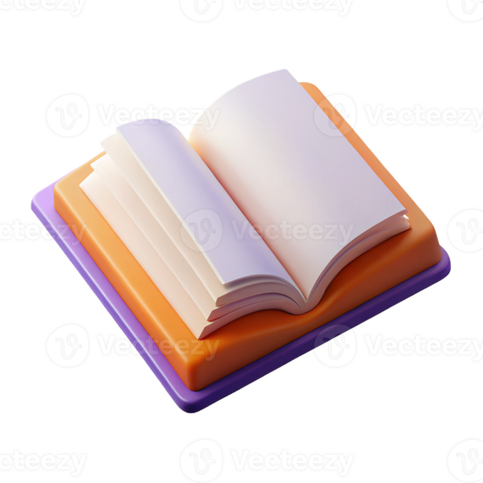 3D Render Open Book Illustration png