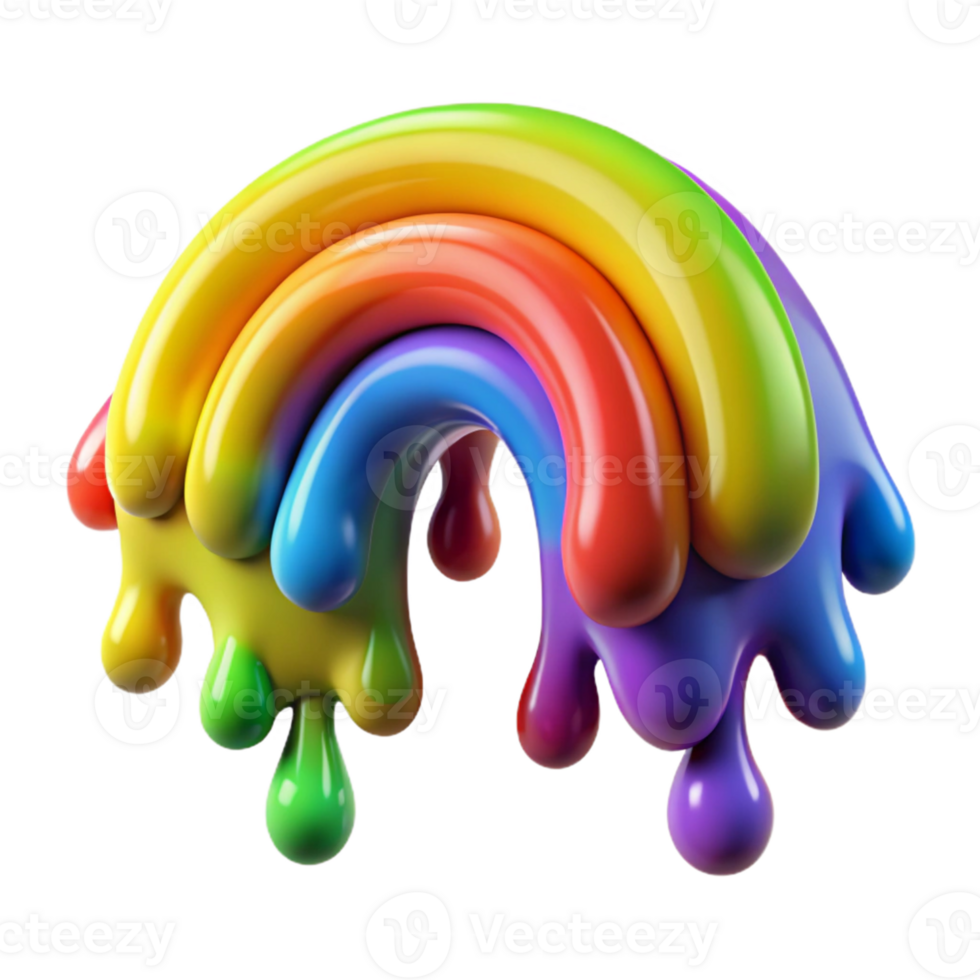 Rainbow Dripping 3D Illustration png