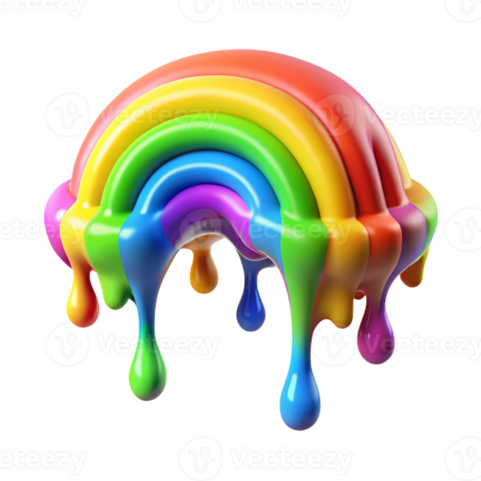 Rainbow 3D Render Melted Dripping png