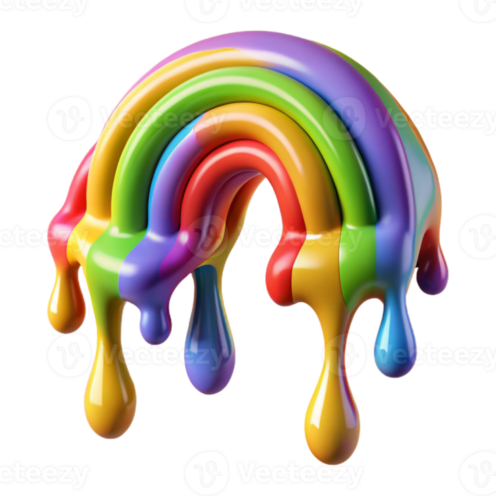 Rainbow 3D Render Dripping Paint png