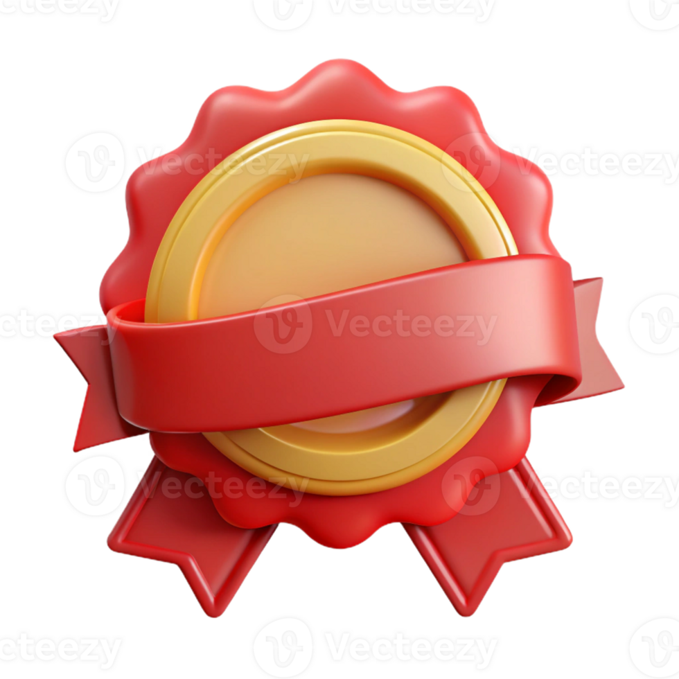 Red and Gold 3D Award Seal Illustration png