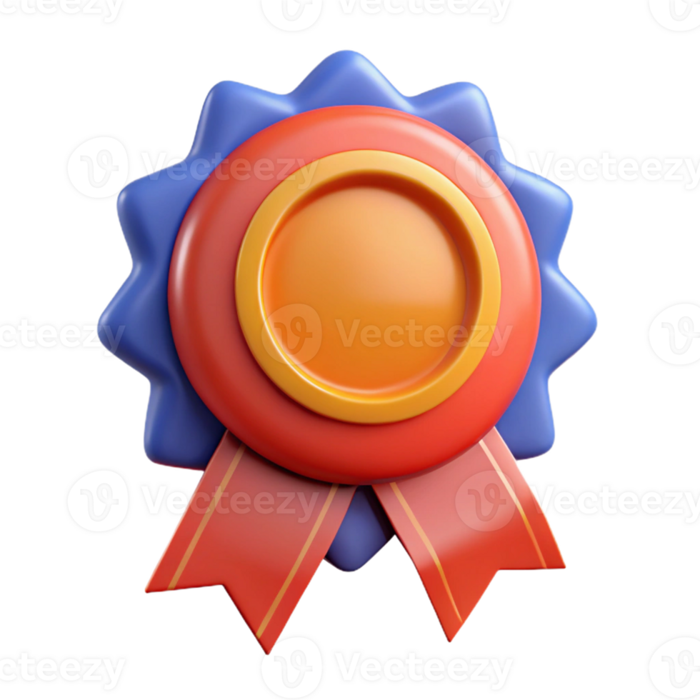 3D Render Colorful Award Badge Illustration png