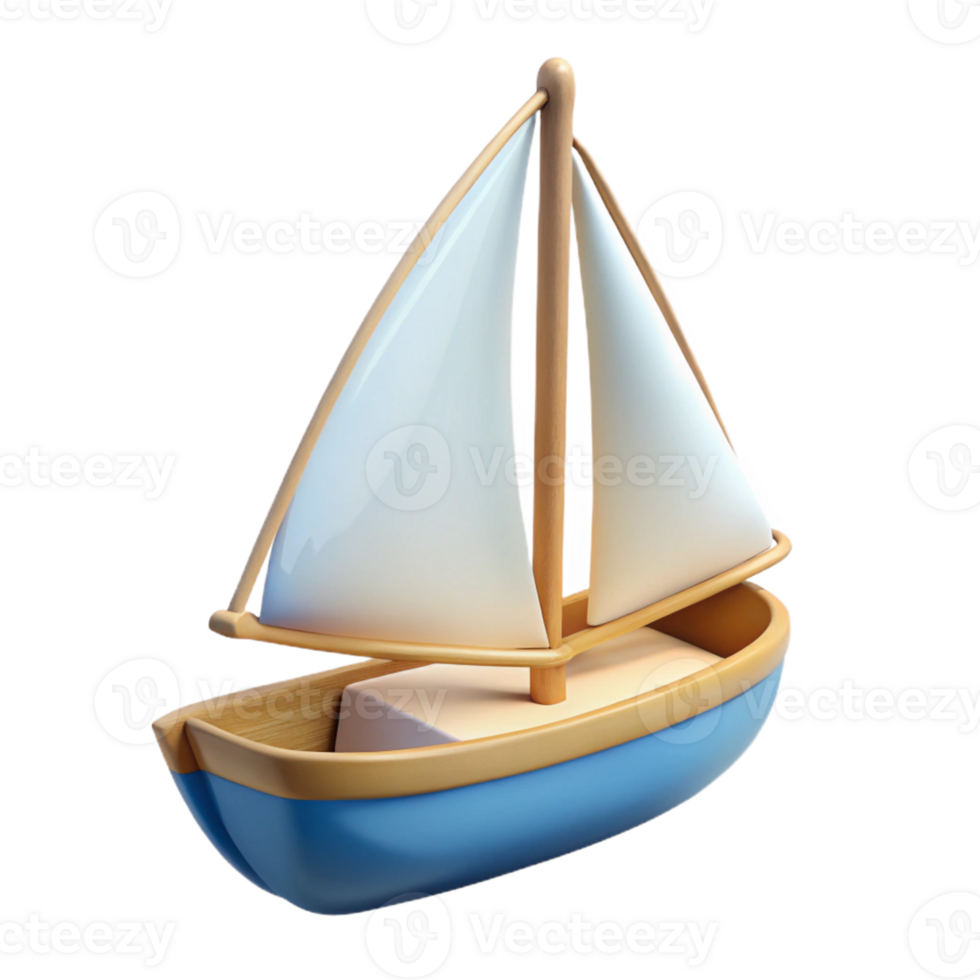 3D Render Sailing Boat Illustration png
