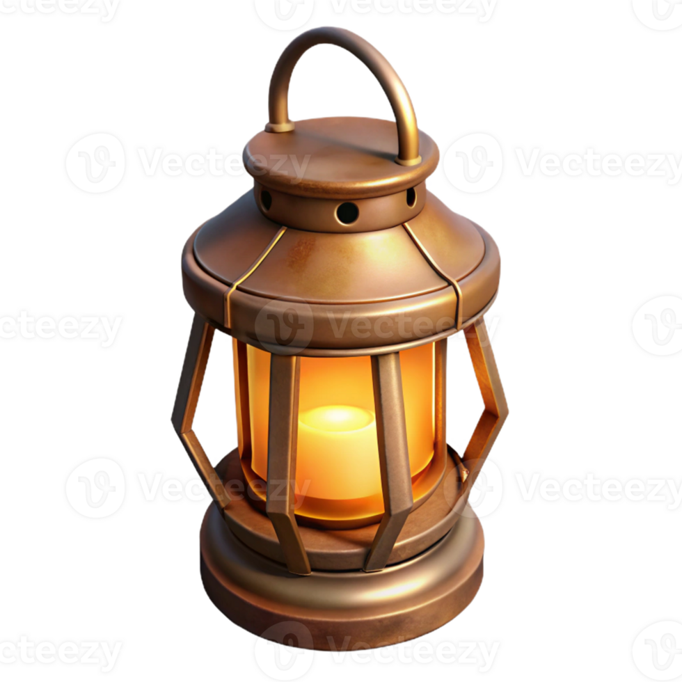 3D Model of a Luminous Copper Lantern png