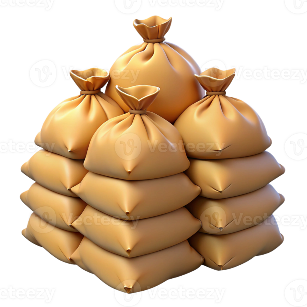 3D Render Stack of Burlap Sacks png