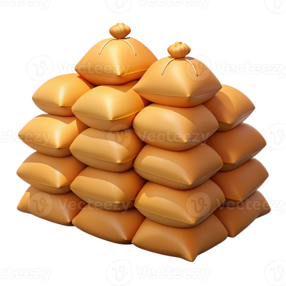 3D Render Stack of Golden Sacks png