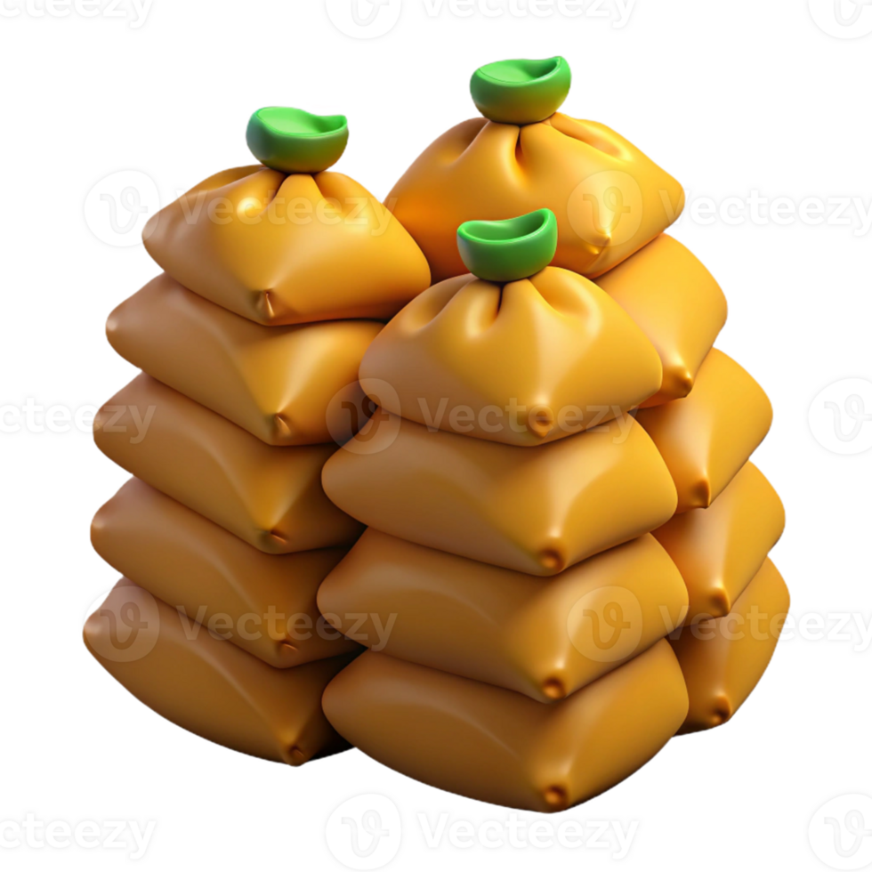 3D Render Stack of Orange Sacks Illustration png