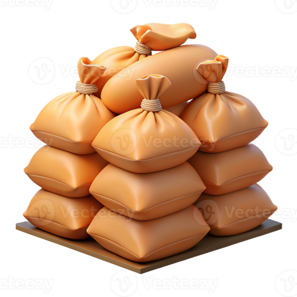 3D Render Stack of Sandbags Illustration png