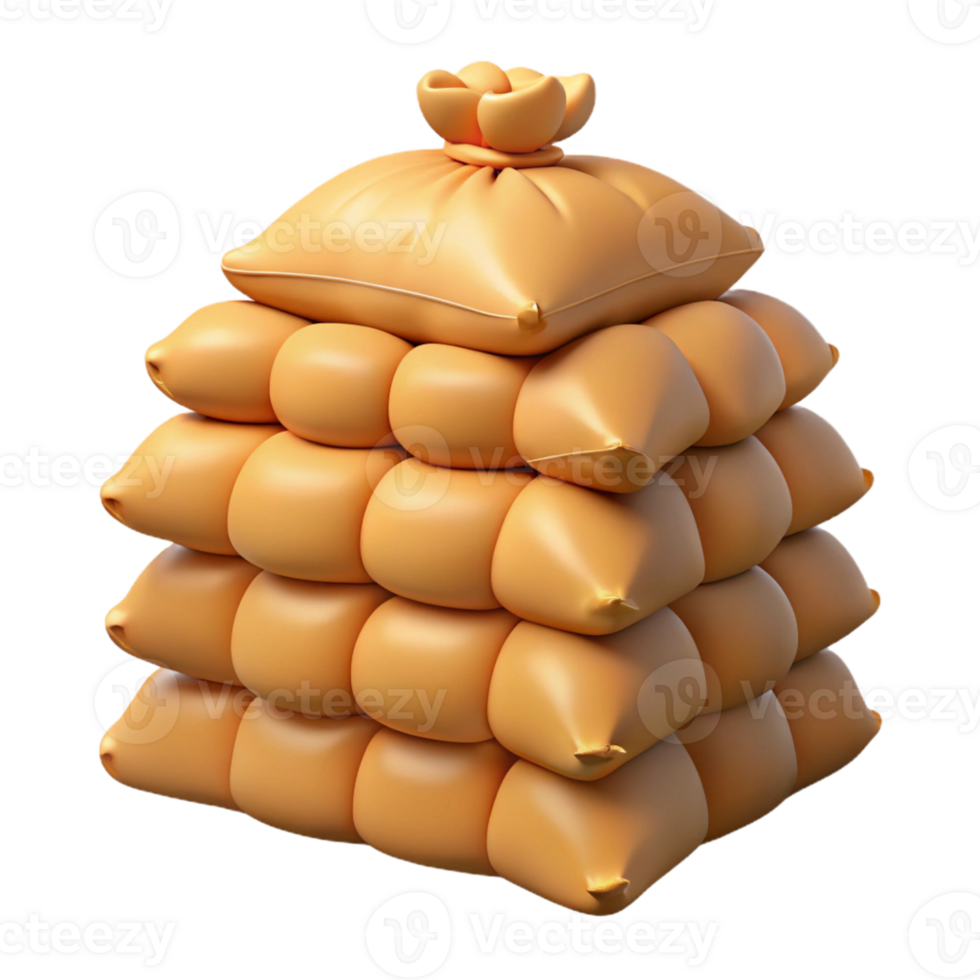 3D Render Stacked Sacks Illustration png