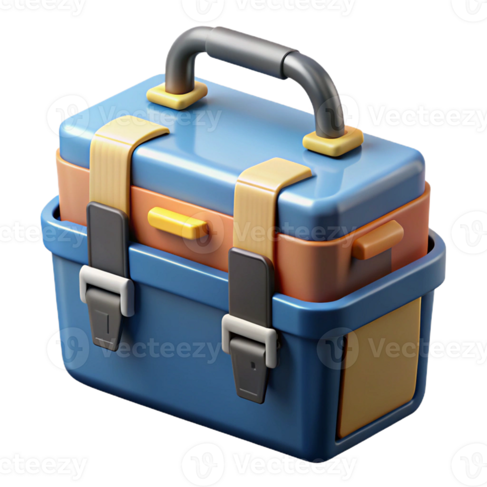 3D Render of a Blue Tool Box Illustration png
