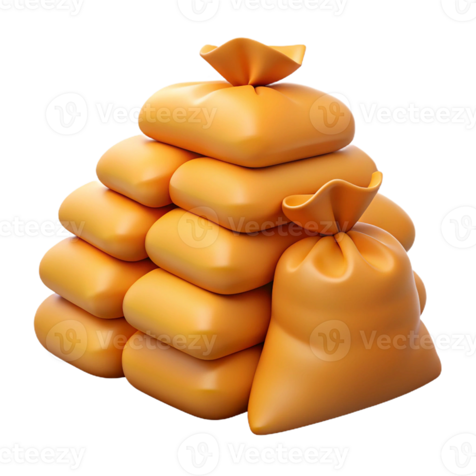 3D Render Stack of Yellow Sacks png