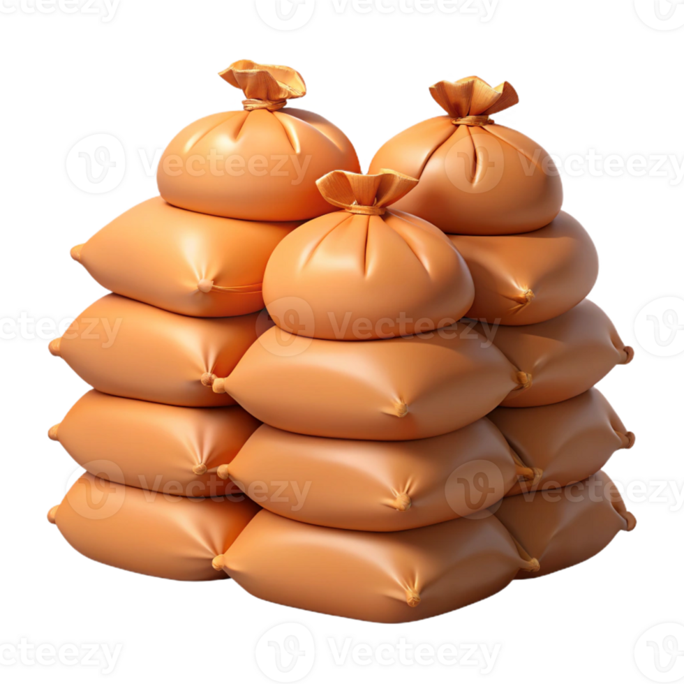 3D Render Stack of Sandbags Illustration png