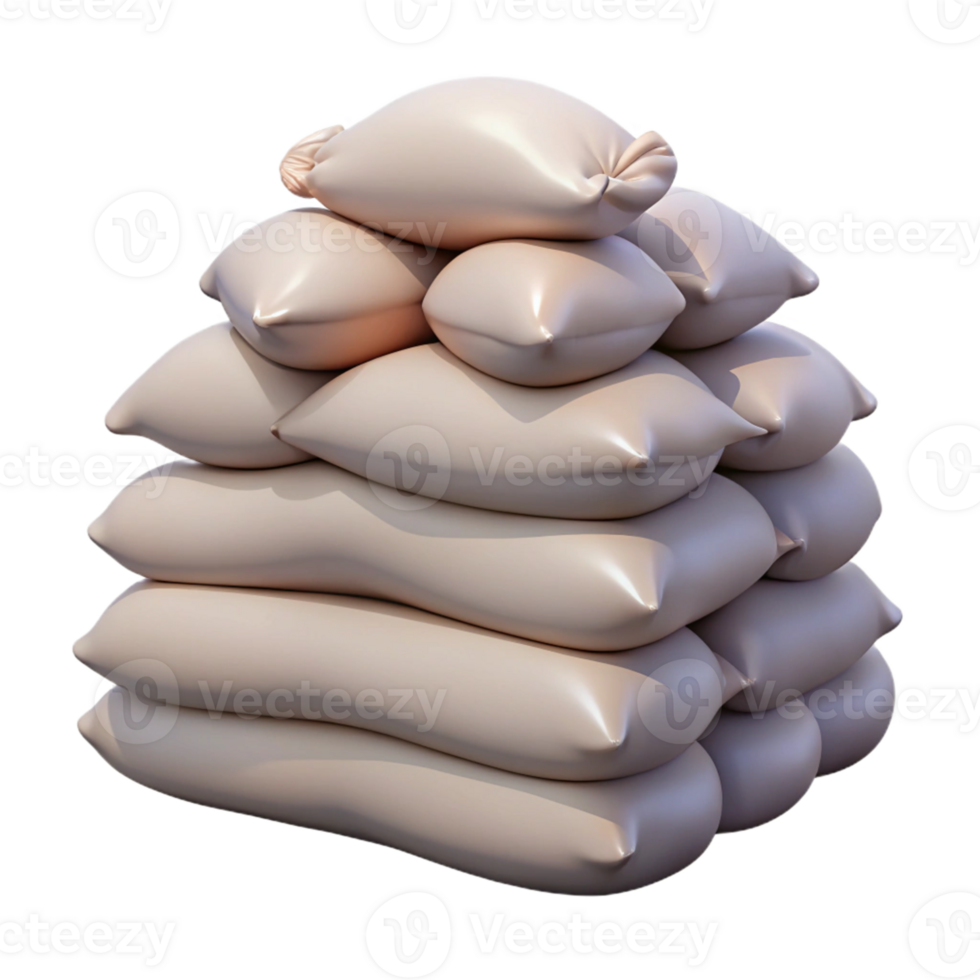 3D Render Stack of Beige Sacks png