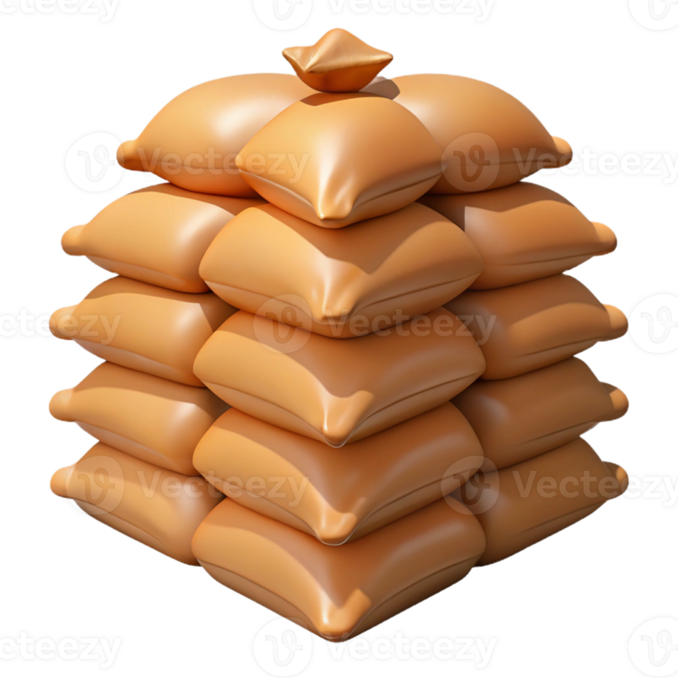 3D Render Orange Pillows Stack Illustration png