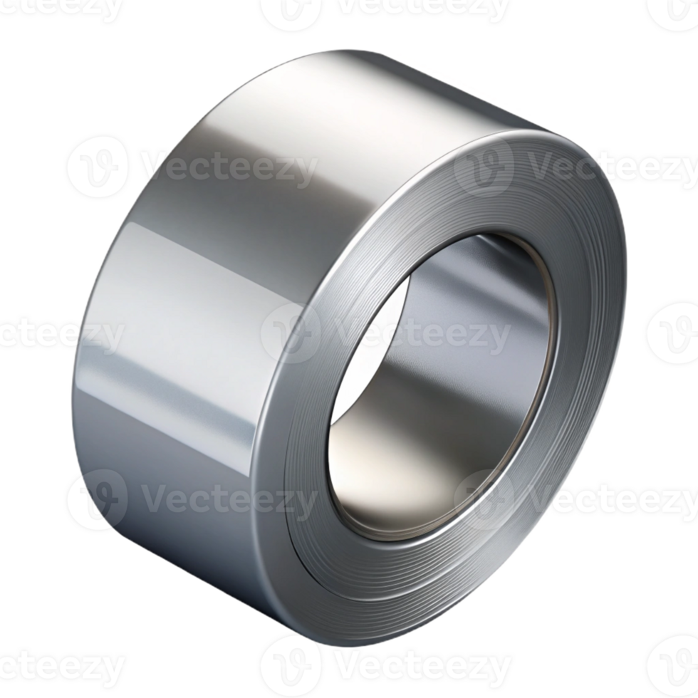 3D Render Shiny Metal Coil Roll png