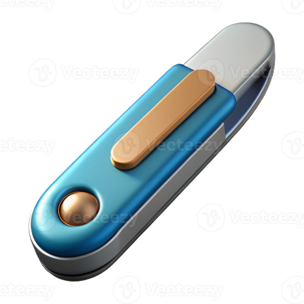 3D Render of Sleek Blue and Gold Device png