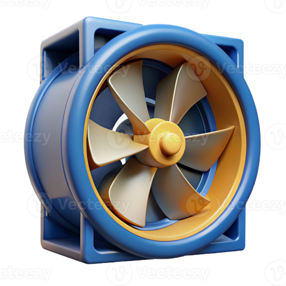 Blue and Gold 3D Fan Illustration png
