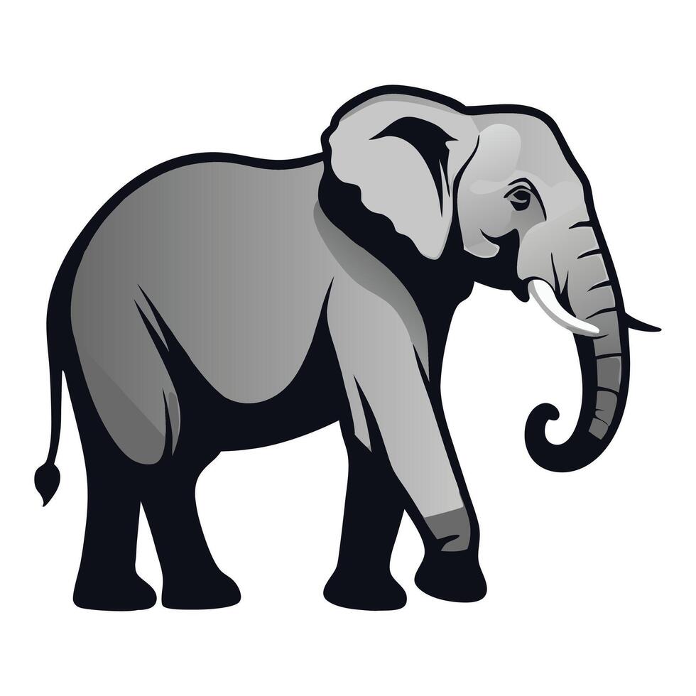 A distinguished elephant icon silhouette, featuring its iconic trunk and tusks, representing wisdom, strength, and majestic presence. vector