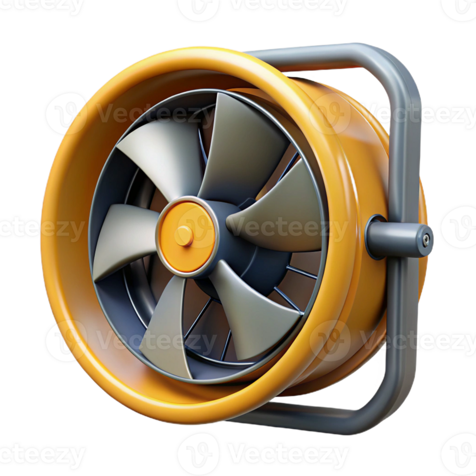 3D Render Yellow Industrial Fan png