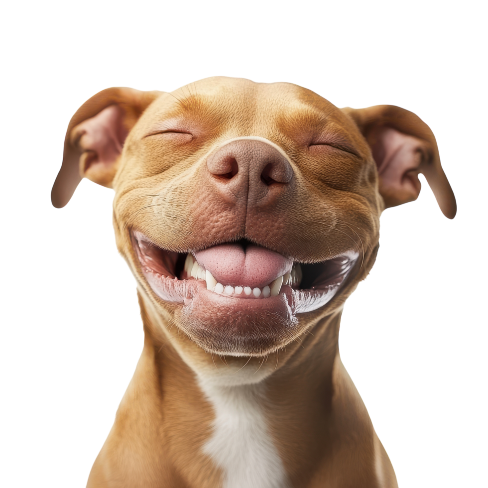 Happy Pitbull Dog Smiling Isolated on White Background on transparent background png