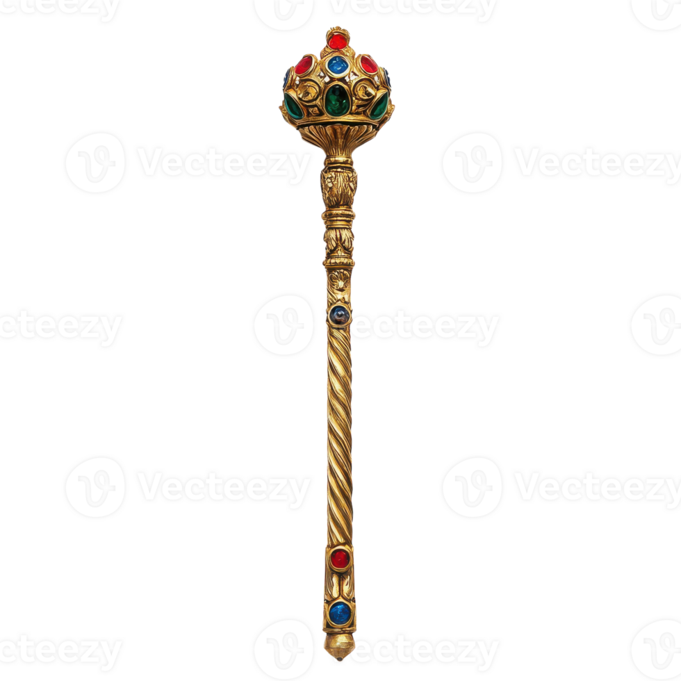 Royal Kings Scepter for Regal Events and Ceremonies on transparent background png