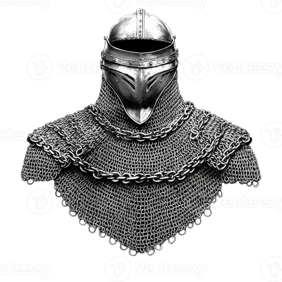 Knights Chainmail Armor for Historical Reenactment and Costumes on transparent background png