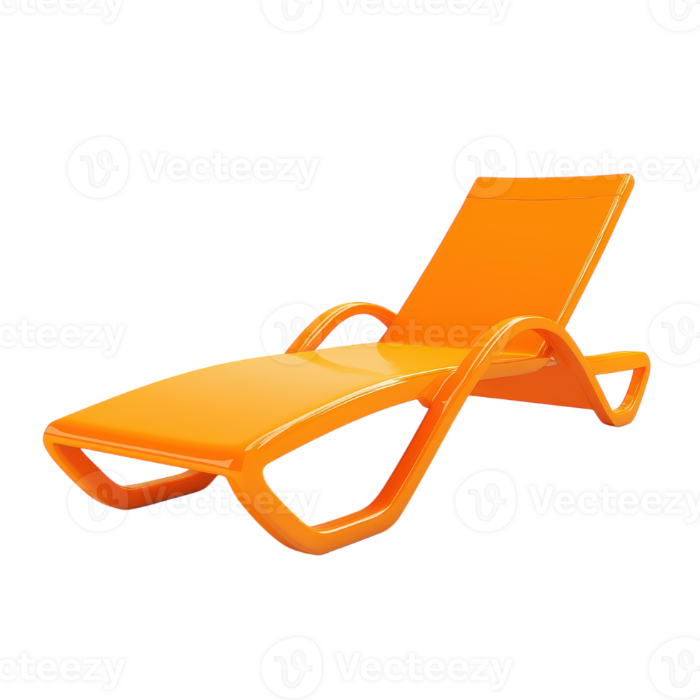 Bright Orange Sunbed for Relaxing by the Pool on transparent background png
