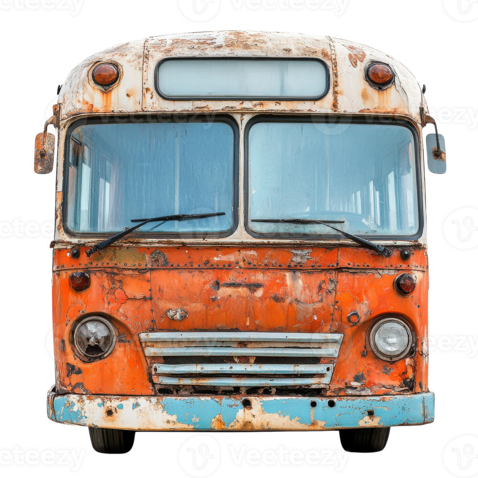 Old Bus Isolated on White Background for Travel and Vintage Themes on transparent background png
