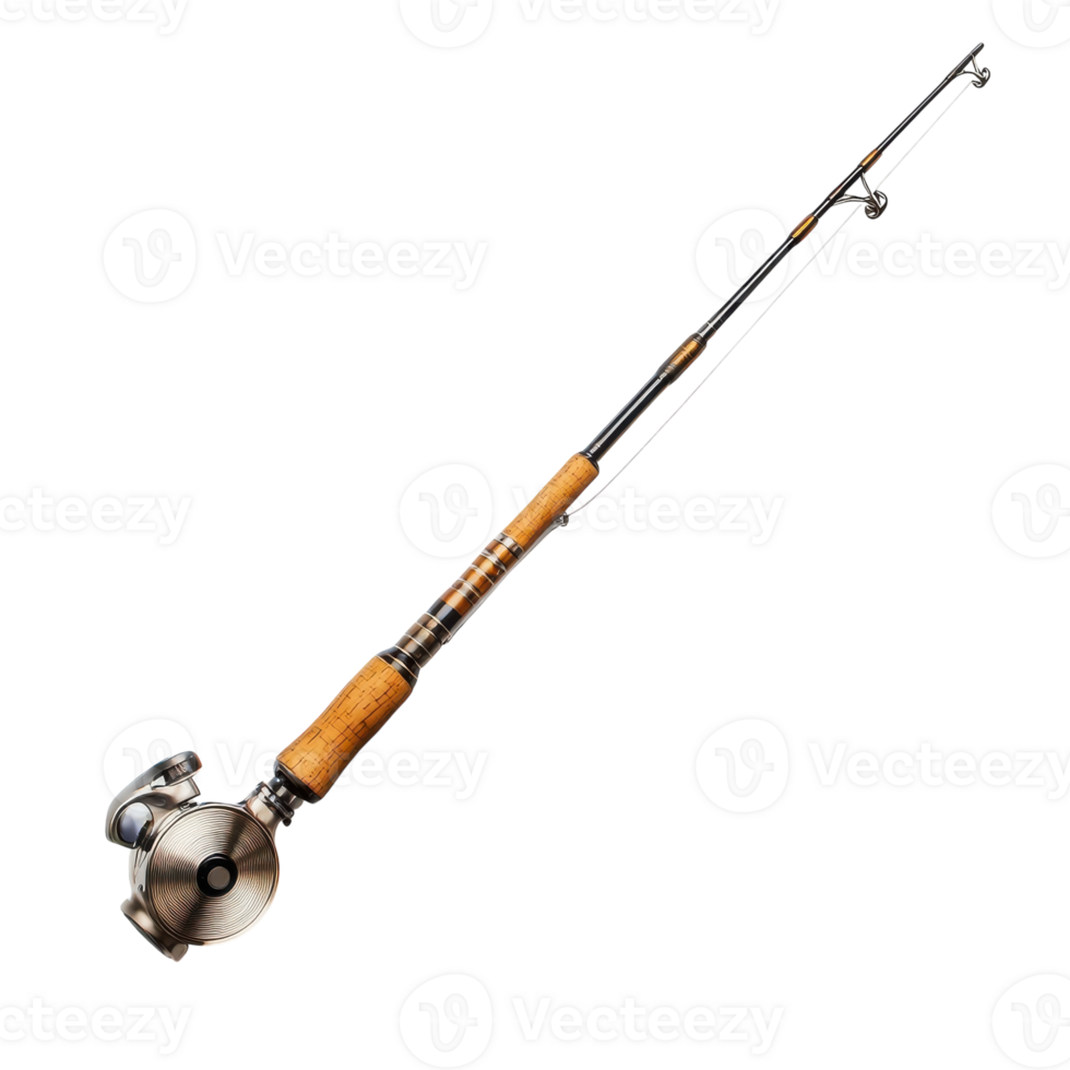 Fishing Rod with Reel Isolated on White Background on Transparent Background png