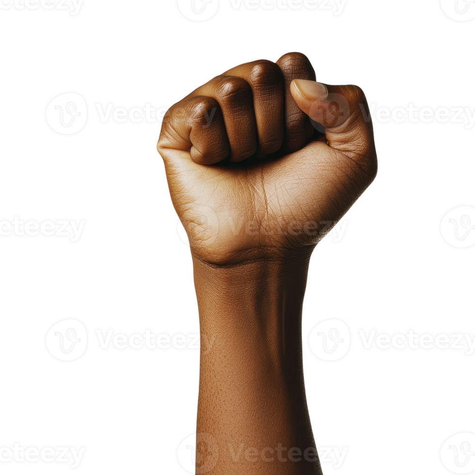 Symbol of Resistance Raised Fist Close-Up Image for Activism and Empowerment on transparent background png