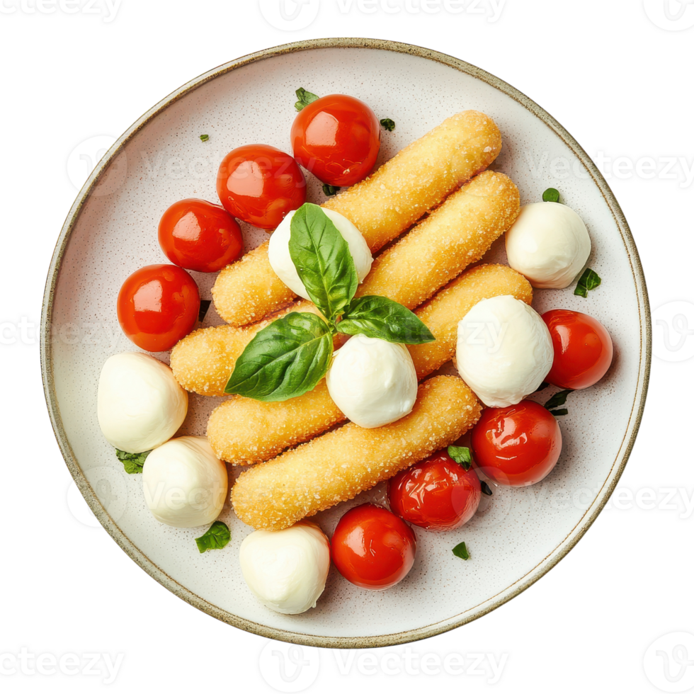 Delicious Plate of Mozzarella Sticks Perfect for Snacking on transparent background png