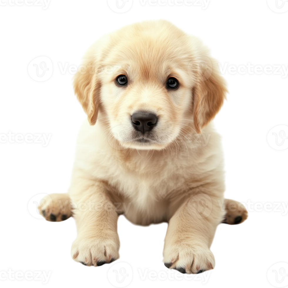 Golden Retriever Puppy Sitting Isolated on White Background on Transparent Background png