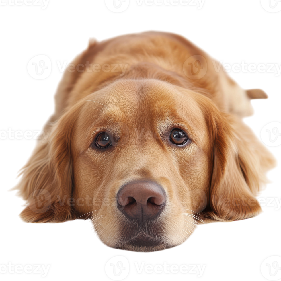 Golden Retriever Relaxing on White Floor - Ideal for Pet Adoption and Dog Care Topics on Transparent Background png