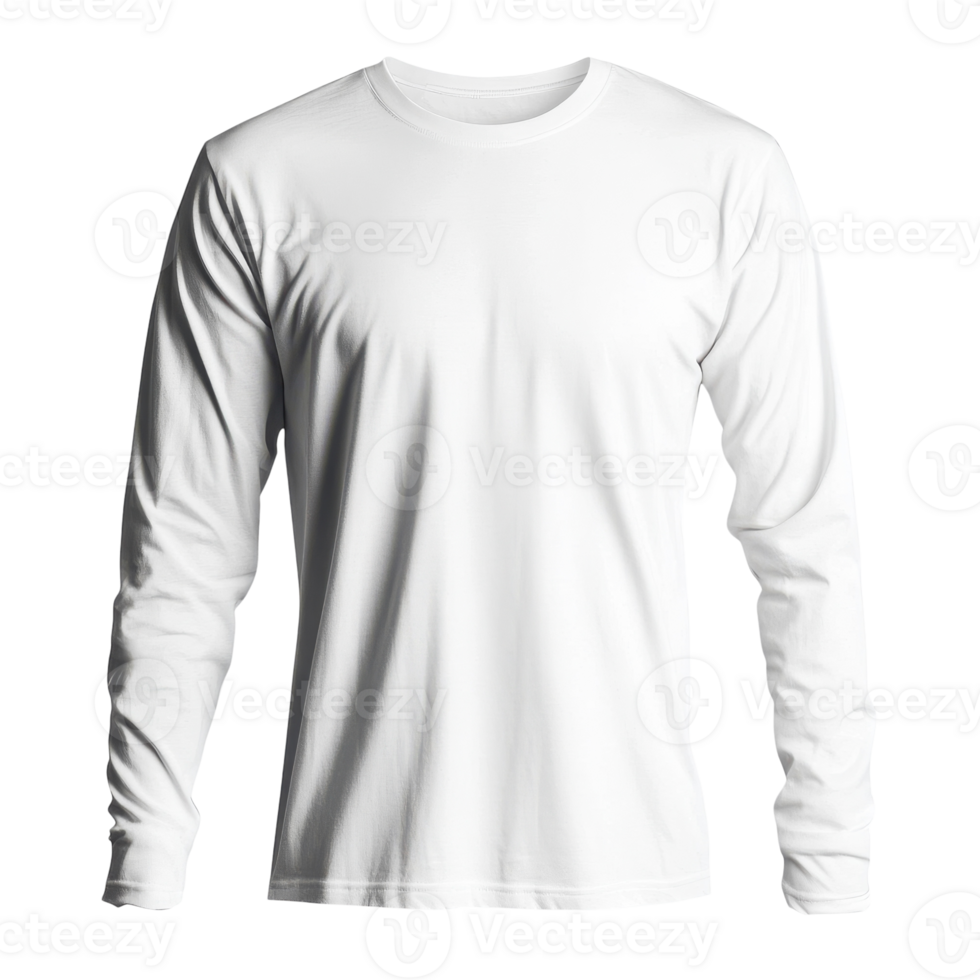 Long Sleeve White T-Shirt Isolated on White Background for Fashion and Apparel Use on Transparent Background png
