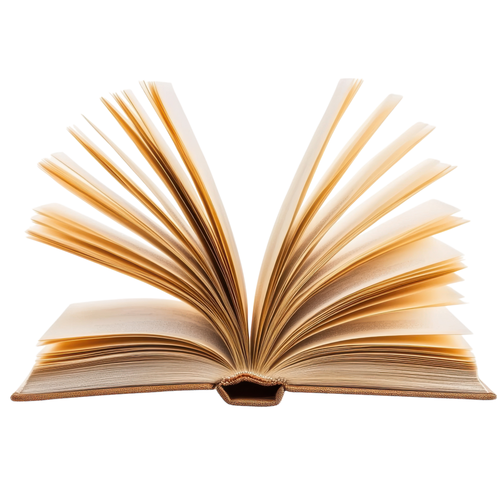 Open Book with Blank Pages for Note Taking and Sketching on Transparent Background png