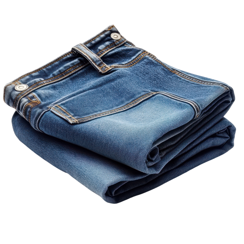 Folded Blue Jeans Isolated on White Background for Fashion and Retail Use on Transparent Background png